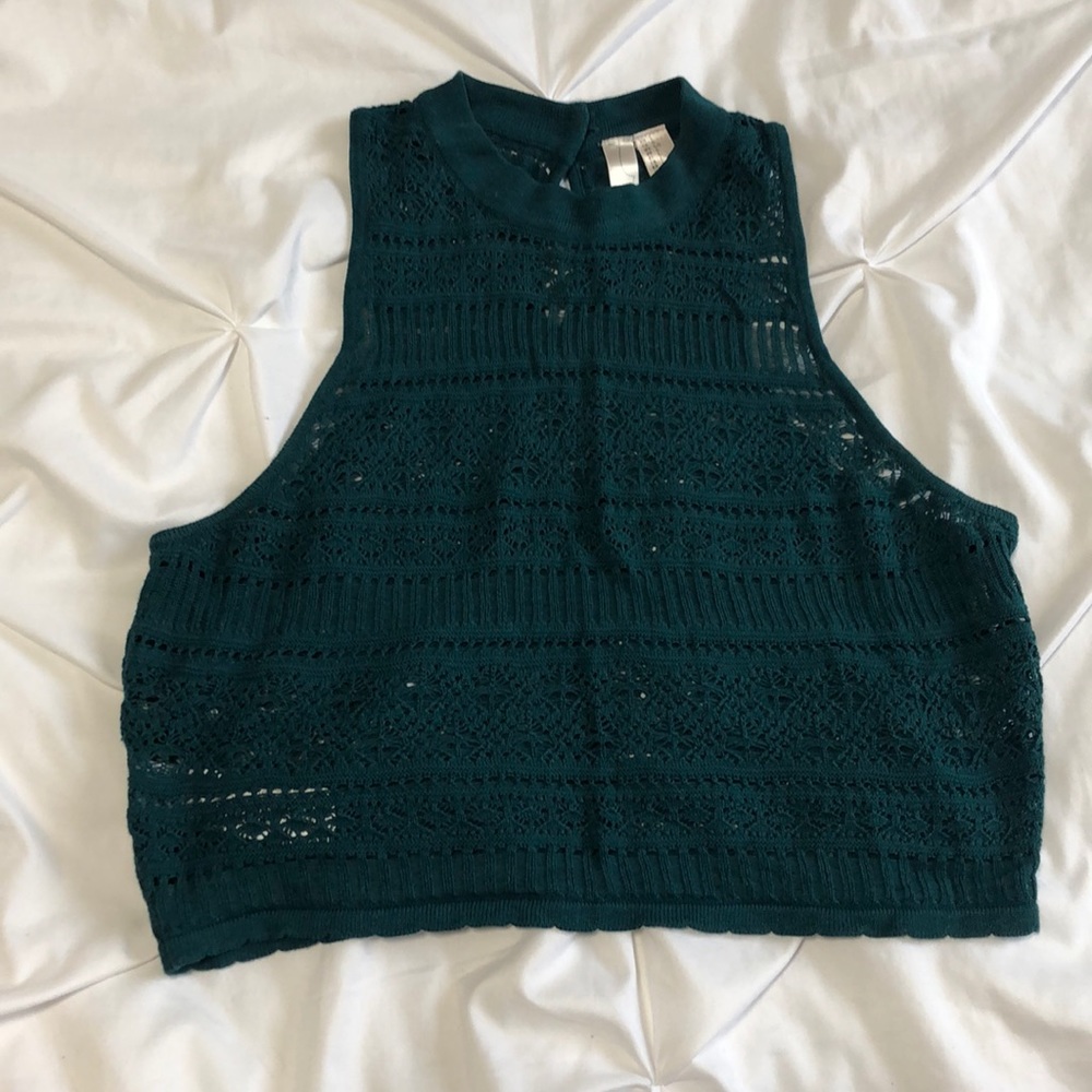 Green Crochet Crop